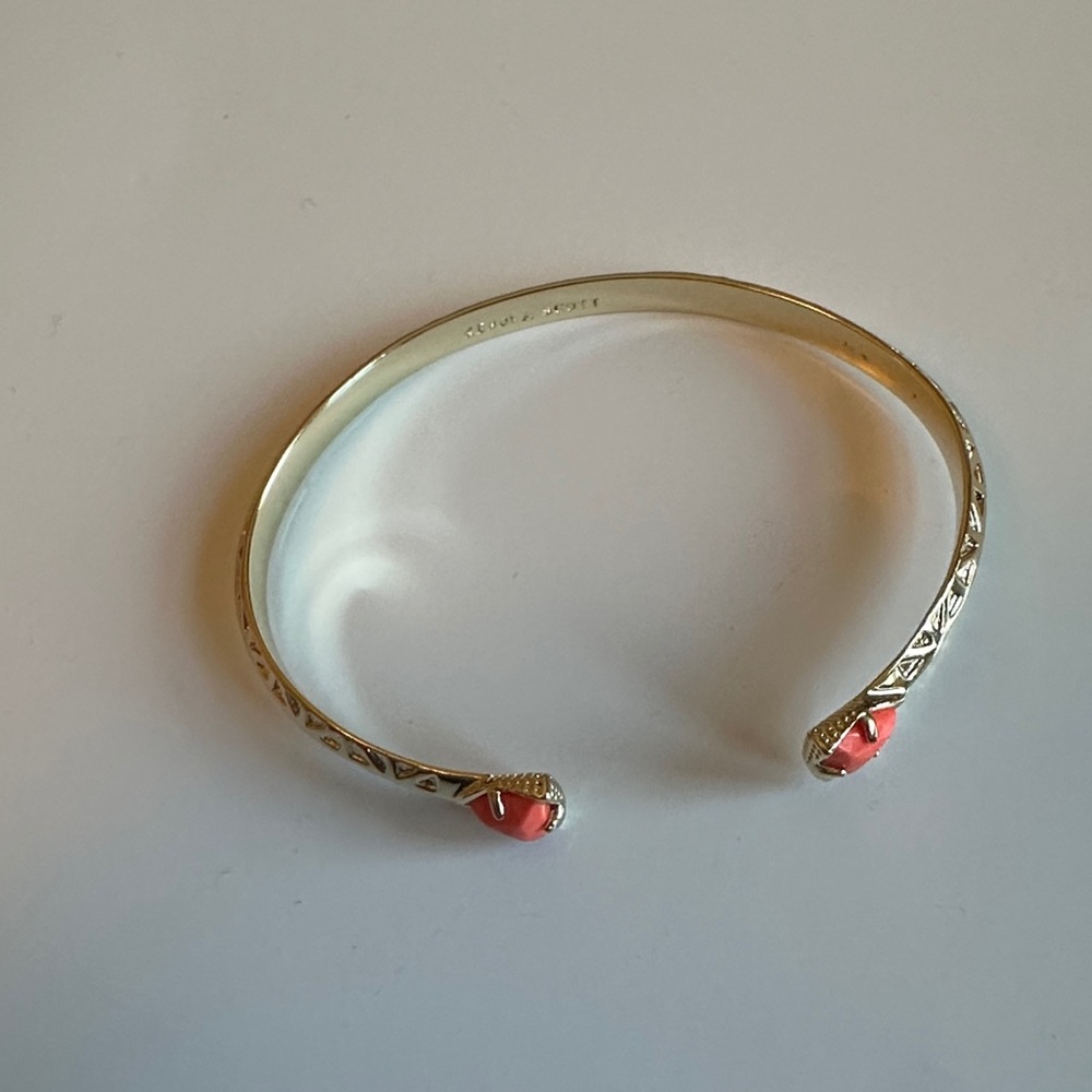 Kendra Scott Gold Cuff Bracelet with Coral Pink Tips